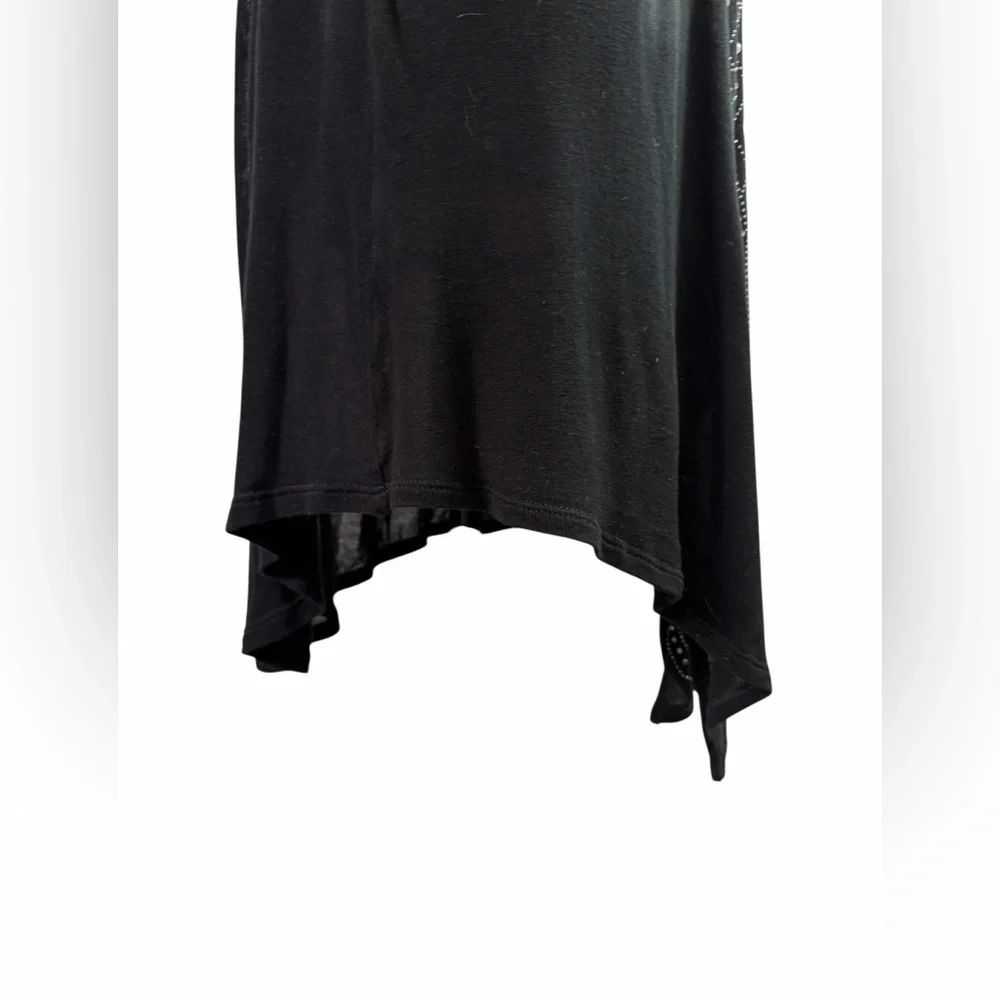 Vocal Black Long Vest with Rhinestone & Metal Studded Design, Size Large - Picture 4 of 9